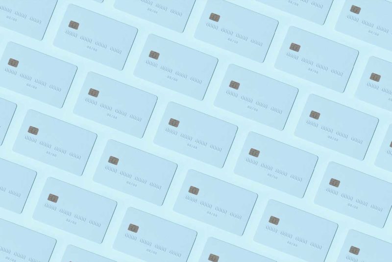 Rows of credit cards