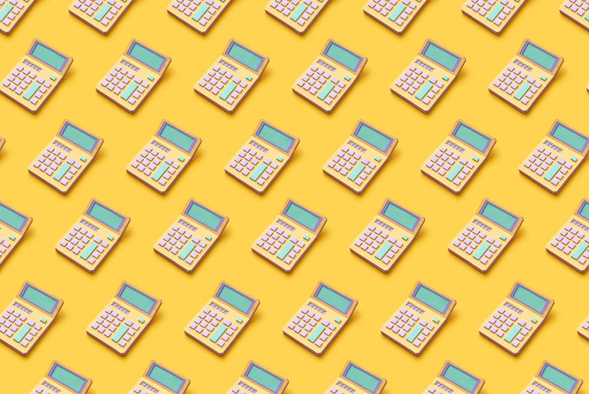 Calculators on yellow background